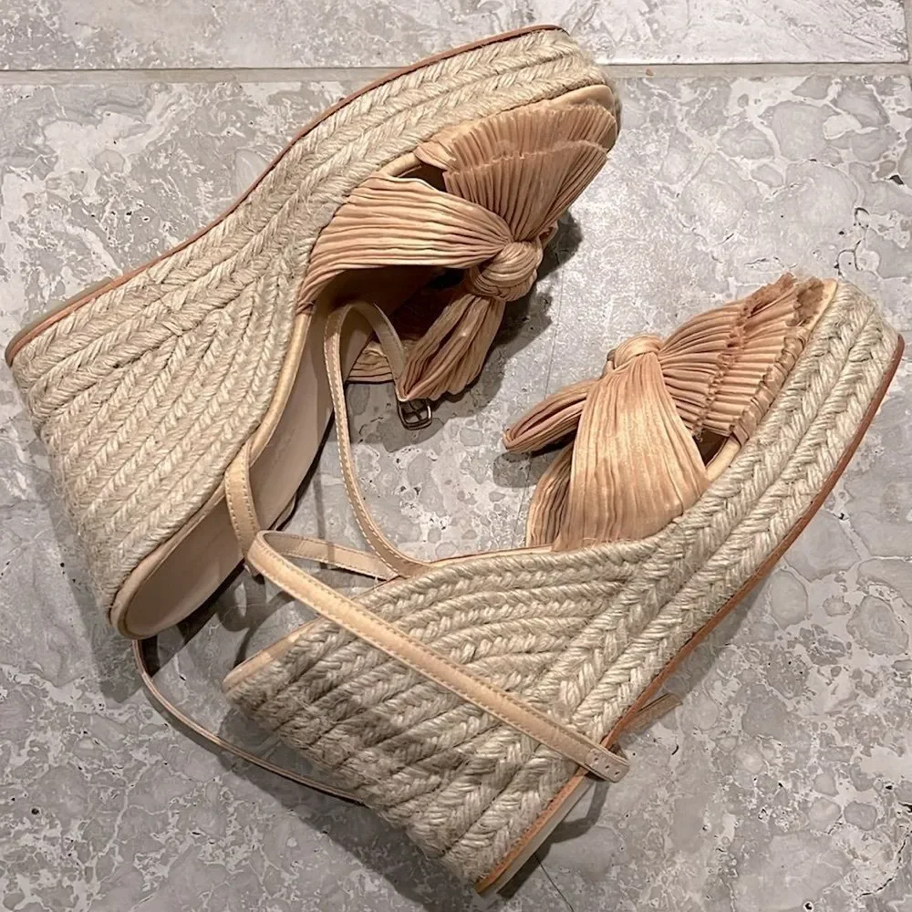 Loeffler Randall Peri Espadrille Wedge Sandals in Tan, New, Size EU 41 US 11